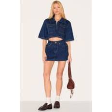 PrettyLittleThing Indigo Contrast Stitch Denim Mini Skirt - Indigo