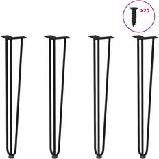 Black Table Legs vidaXL Hairpin Legs 4 pcs Black 72 cm Solid Steel Table Leg 4pcs