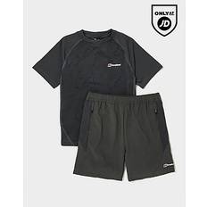 Berghaus All Over Print Grid T-Shirt Shorts Set Children - Black
