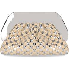 THEMOIRè Tia Micro Weaved Straw Laminated Clutch Bag - Silver
