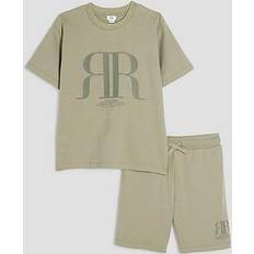 Green Other Sets Children's Clothing River Island Boys RR T-Shirt And Shorts Set - Khaki