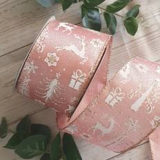 Pink Gift Wrap Ribbons Swift Wired Blush Pink Rose Gold Sparkle Poinsettia