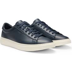 Tenn Tumbled Leather Trainers With Rubber Sole - Dark Blue
