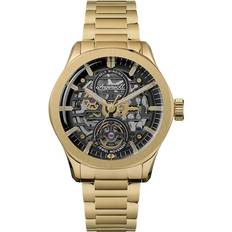 Ingersoll Watches Ingersoll Bronc Automatic Black Skeleton Dial Gold Tone Stainless Steel Watch
