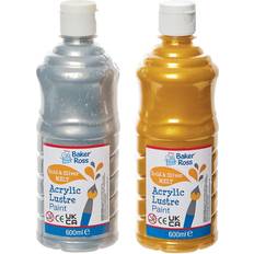 Baker Ross Gold & Silver Melt Acrylic Lustre Paints 600ml Box of 2