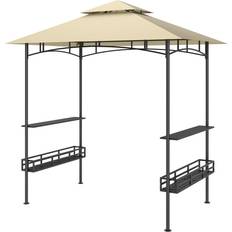 Northio Grillpaviljong 240 x 150 x 257 cm Vattentät Flamskyddad Trädgårdspaviljong Med Dubbeltak