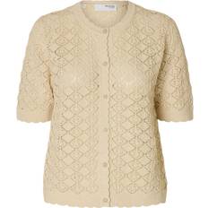 Dam - Gråa Koftor Selected Femme SLFSofia 2/4 Knit Cardigan - Beige