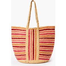Raffia Beach Bags French Connection Raffia Stripes Beach Bag - Red