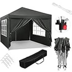 Popup Paviljong Vattentät Hopfällbar 3 x 3 m Grå