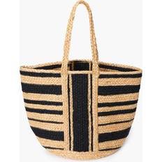 Raffia Beach Bags French Connection Raffia Stripes Beach Bag - Natural/Black