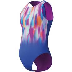 Speedo Girls Printed Hydrasuit - Blue/Pink