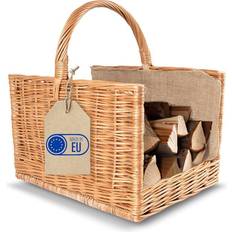 Creative Home Öppen Spis Ved Lagring Wicker Basket Med Handtag Jute 50 x 34 x 50 cm Korg