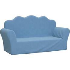 Blåa Soffor vidaXL Barnsoffa 2-Sits Blå Mjuk Plysch