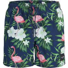 Multifärgade Badbyxor Barnkläder Jack & Jones Junior Boys Maui Flamingo Print Swim Shorts Navy