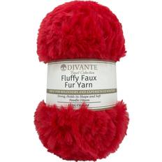 Divante Chunky Fluffy Faux Fur Yarn Red