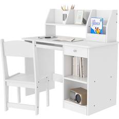 Sedie ZONEKIZ Banco Scuola Con Sedia 5-8 Anni In Legno Bianco