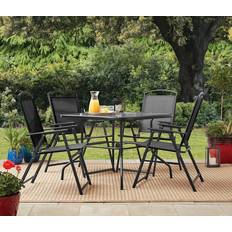 Red Patio Dining Sets Outdoor Living 5-Piece Black Patio Dining Set