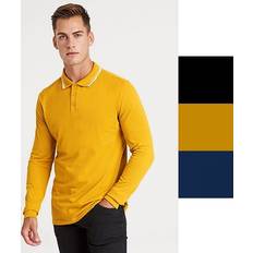 Gul - Unisex Polotrøjer AWDis Just Polo's Long Sleeve Tipped 100 Polo - Mustard/White