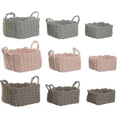 Beige Korgar Home ESPRIT Basket Set Green Beige Pink Rope 3 Pieces Korg 3st