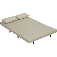 Homcom Bäddsoffa 2-sits Med Kuddar Sammet Beige 130 x 78 x 79 cm Soffa