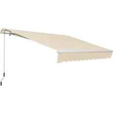 Tendalini da Giardino OutSunny Tenda Da Sole A Bracci Con Apertura A Manovella 360x250 cm Crema