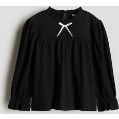 Bomull Blusar & Tunikor H&M Blus Med Picotkant - Svart
