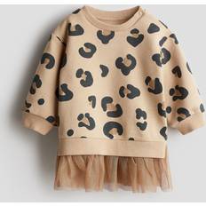 Beige Dresses H&M Tulle-Skirt Sweatshirt Dress - Beige