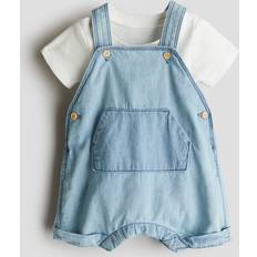 S Övriga sets Barnkläder H&M 2-Piece Cotton Set - Ljus Denimblå/Vit