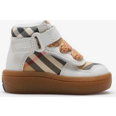 Childrens Check and Leather High-top Sneakers - Sand