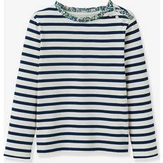 S Shirts Cyrillus Girl's Long-Sleeved Organic Cotton Breton T-Shirt - Blue
