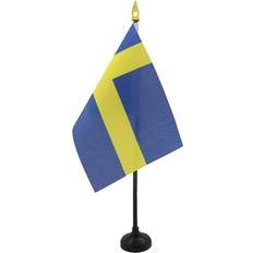Sverige Bordsflagga 15 x 10 cm Gyllene Spjut Topp