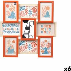 Metal Photo Frames Gift Decor Multicolour Metal MDF Wood Set 6 Units Photo Frame