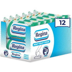 Regina Moist Toilet Tissue Chamomile 12 Pack Each with 42 Flushable Wet Wipes
