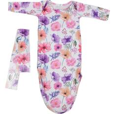9-12M Nattlinnen Tomtop Jms Baby Knotted Nightgown Breathable Soft Comfortable Infant Sleeping Gown with Hair Band - Rose