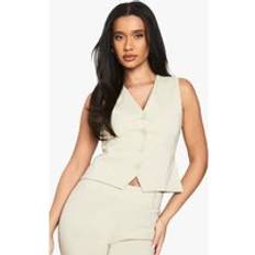 Boohoo Outerwear boohoo Womens Bengaline Fitted Waistcoat - Ecru