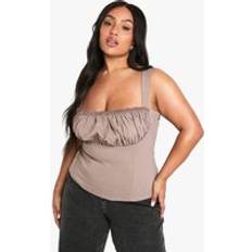 Corsets boohoo Womens Plus Ruched Strappy Corset - Beige