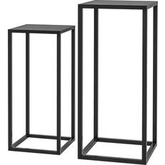 OutSunny Piedestal 2 Set Metallram 58.5 65 cm Höjd Svart
