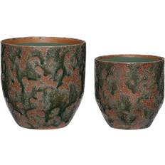 Hübsch Normu Pots Set Of 2 Urtepotte Brown Green ø15x16 Ø13xh12cm