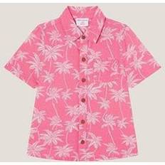 Pink Shirts Monsoon Boys Palm Print Short Sleeve Shirt - Pink