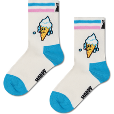 Pink Socks Happy Socks Kids Ice Cream Crew Sock - White/Pink