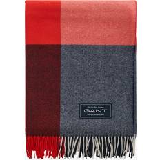 Gant Home Plaid I Uld Check - Rød Tæppe (180x130cm)