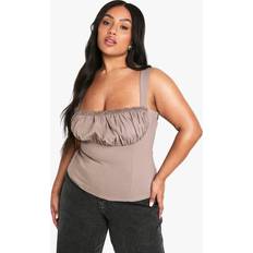 Corsets boohoo Womens Plus Ruched Strappy Corset - Brown