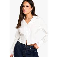 Boohoo Shirts boohoo Womens Petite Fitted Zip Front Shirt - White