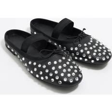 Black - Slingback Low Shoes Bimba Y Lola Black Leather And Crystals Slingback Ballerina - Black