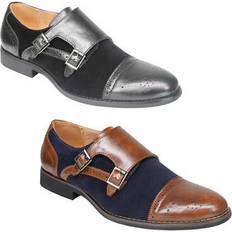 Brown Monks Xposed Mens Suede Leather Lined Monk Strap Shoes - Classic