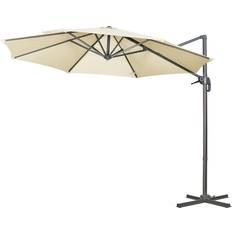 Ombrelloni e Accessori OutSunny Ombrellone Decentrato con Angolazione Regolabile e Girevole Ø294x248 cm Bianco Crema