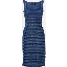 Versace Dresses Versace Appliqué Denim Midi Dress - Blue