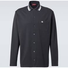 Gucci GG Embroidered Cotton-Blend Polo Shirt - Grey