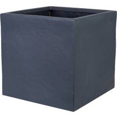 Strata Riven Large Square Planter - Light Grey