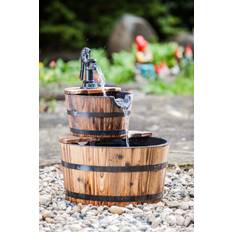 HEISSNER Gartenbrunnen Wooden Barrels mit 2 Kübeln